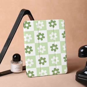 White-green Plaid iPad Case for iPad Air 5 iPad 10 10.9&quot; 2022 iPad Pro 12.9&#39;&#39; 2021 Pro 11&quot; 2022 iPad Mini 6 Case, iPad Cover, gifts