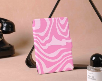 Étui personnalisé pour Kindle Paperwhite rose à rayures torsadées, toute nouvelle étui pour Kindle 6 pouces 2022, adorable étui PaperWhite 5, couverture pour Kindle 10/11e génération