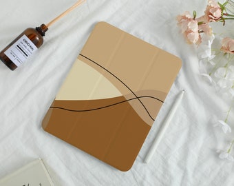 Brown Abstract Lines iPad Case for iPad Air 5 iPad 10 10.9" 2022 iPad Pro 12.9'' 2021 Pro 11" 2022 iPad Mini 6 Case, iPad Cover