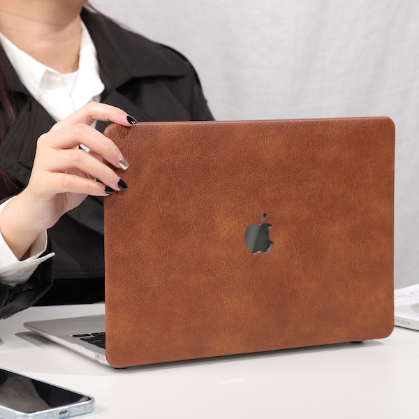 Coque Macbook Pro 14 personnalisée en cuir marron M1 Macbook Air 13 Macbook Pro 13 Pro 14 16 15 M2 A2681 2022 Idée cadeau
