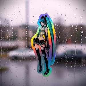 Holographic Sticker Miku-Inspired Fantasy Crossover Style Vectorized Unofficial Design
