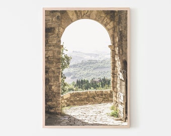 Toscane kunst aan de muur, Toscaanse dorpsprint, decor van het platteland van Italië, rustiek Toscaans landschap, mediterrane reissouvenir, Italiaanse charme kunst