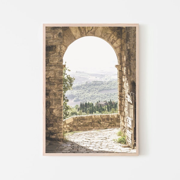 Tuscany Wall Art, Tuscan Village Print, Italy Countryside Decor, Rustic Tuscan Landscape, Mediterranean Travel Souvenir, Italian Charm Art