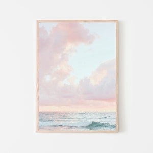 Pastel Beach Art, Coastal Ocean Wall Decor, Seaside Beach House Print, Relaxing Coastal Home Art