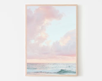 Pastel Beach Art, Coastal Ocean Wall Decor, Seaside Beach House Print, Relaxing Coastal Home Art