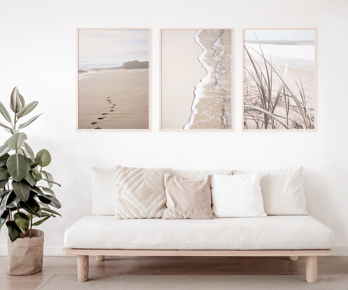 Beach Sand Coastal Ocean Wall Art Set of 3, Nautical Home Decor ...