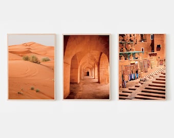 Marokkanischer Torbogen Art Set, Orientalische Wanddekor Drucke, Kultureller digitaler Download, Reise-inspirierte Poster Bundle, Boho Home Decor