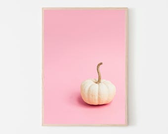Rosa Halloweenpumpa-väggkonst - Pastellgothisk söt höstdekor för flickig Halloween-estetik och läskiga pumpa-heminredningar