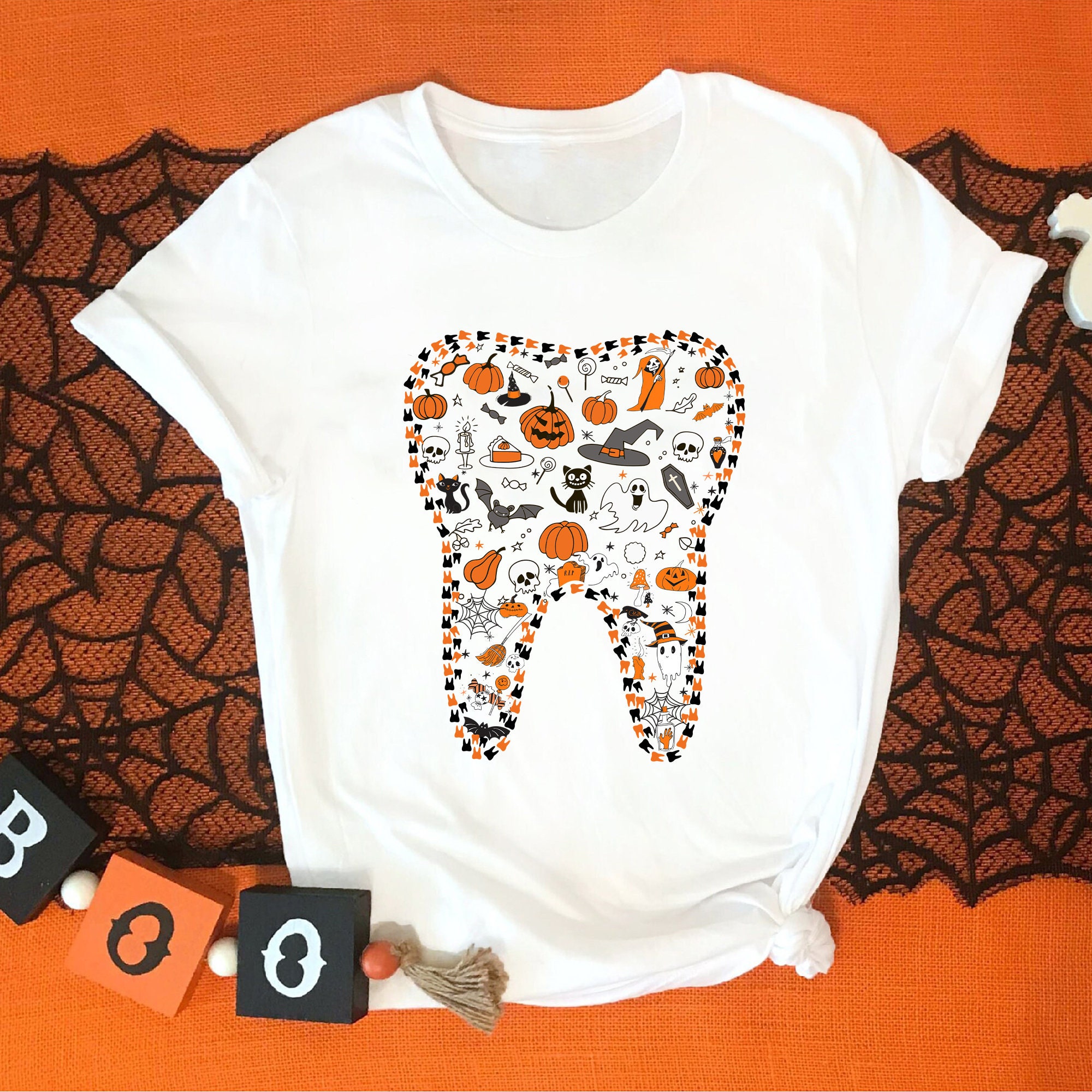 Dental Halloween Shirt Spooky Halloween Dental Tshirt Cute Etsy