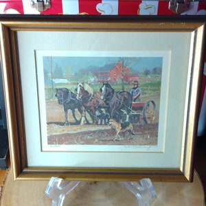 Impresión artística enmarcada vintage de arte mural Amish de Peter Etril Snyder Obra de arte Amish Obra de arte menonita firmada