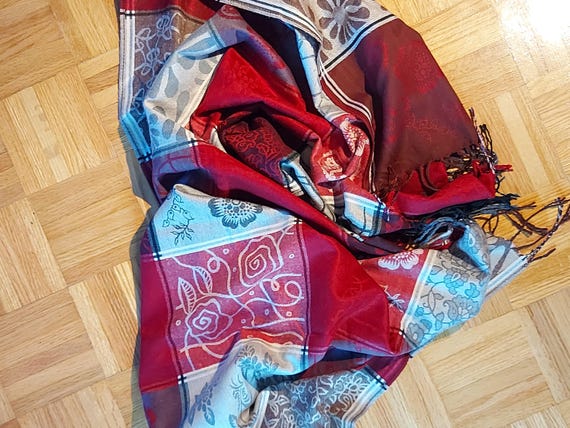 Scarves and Wraps Color Block Multicolor Pashmina… - image 7