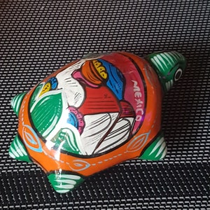 Turtle Figurine Vintage Hand painted Talavera Pottery  Sea Turtle made in Mexico Mexican Red Pottery Turtle Statue Turtle Figure