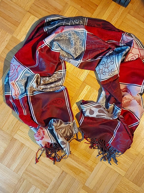 Scarves and Wraps Color Block Multicolor Pashmina… - image 1