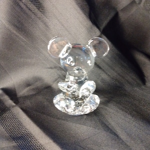 Bear Paperweight Vintage Clear Glass Blown Teddy Bear Paperweight Art Glass Bear Sitting Bear