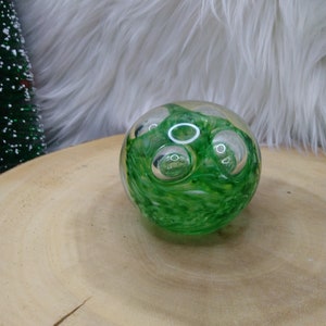Art Glass paperweight RARE Vintage Artist Signed Murano Italy Art Glass Paperweight Green White Swirl