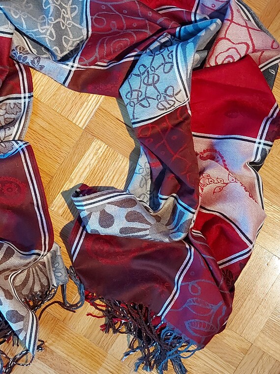 Scarves and Wraps Color Block Multicolor Pashmina… - image 3