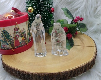 Vintage 1988 Heavy Crystal Glass Christmas Figurines Glass Nativity Wiseman Windsor Collection