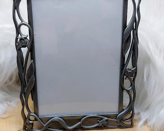 Pewter 4&quot;x6&quot; frame Vintage Wildflower Art Nouveau Pewter Photo Picture Frame