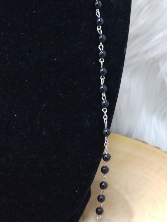 アクセサリー Vintage Black Rosary Necklace Glass Rosary Necklace Vintage Black Glass Beads Rosary
