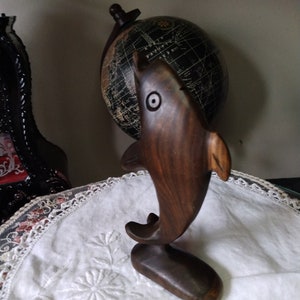 Ironwood Dolphin Statue Vintage Ironwood Carved Jumping Dolphin Ironwood Dolphin 1980's Ironwood Carving Animal  Woodwork Wood Carvings