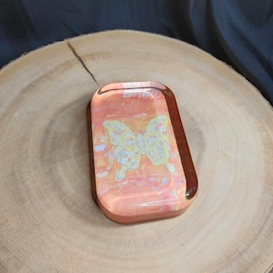 Butterfly Glass Rectangle Shaped Paperweight Butterfly Paperweight Vintage English Glass United Kingdom 1980&#39;s