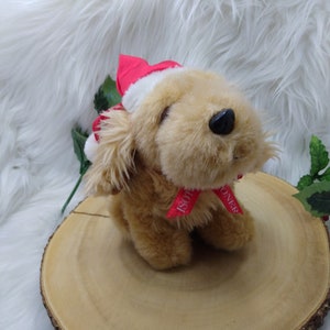 Santa Dog Vintage 1985 Prestige Toy Corp Isotoner Cocker Spaniel Christmas Plush Dog Plush Toy Collectable