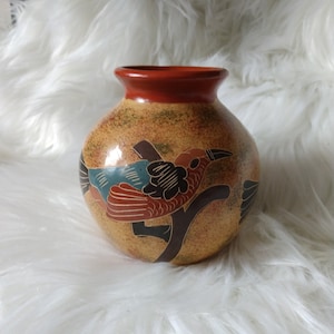 Pottery Vase Vintage Mexican Pottery Vase. Handmade and Handpainted. Vintage Tonala Pottery Vintage Stone Vase Tonala Vase