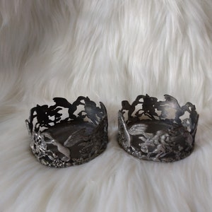 Pewter Candle Holders Vintage 1980&#39;s Hummingbird Pewter Candle Holders Large Candle holders  Signed EIGI Copyright