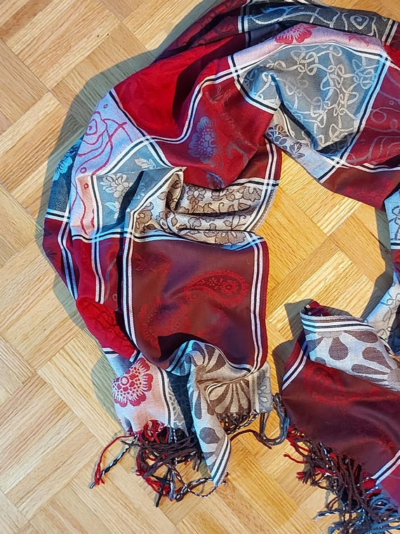 Scarves and Wraps Color Block Multicolor Pashmina… - image 2