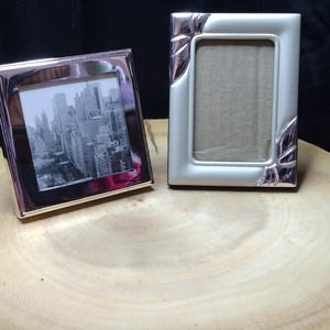 Set of 2 Vintage Silver Metal Picture Photo Frames 2x3 and 3x3