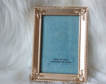 Gold Metal Frames Vintage 1970&#39;s Gold Metal 3x5 Picture Photo Frame Table top Made in Italy Vertical and horizontal