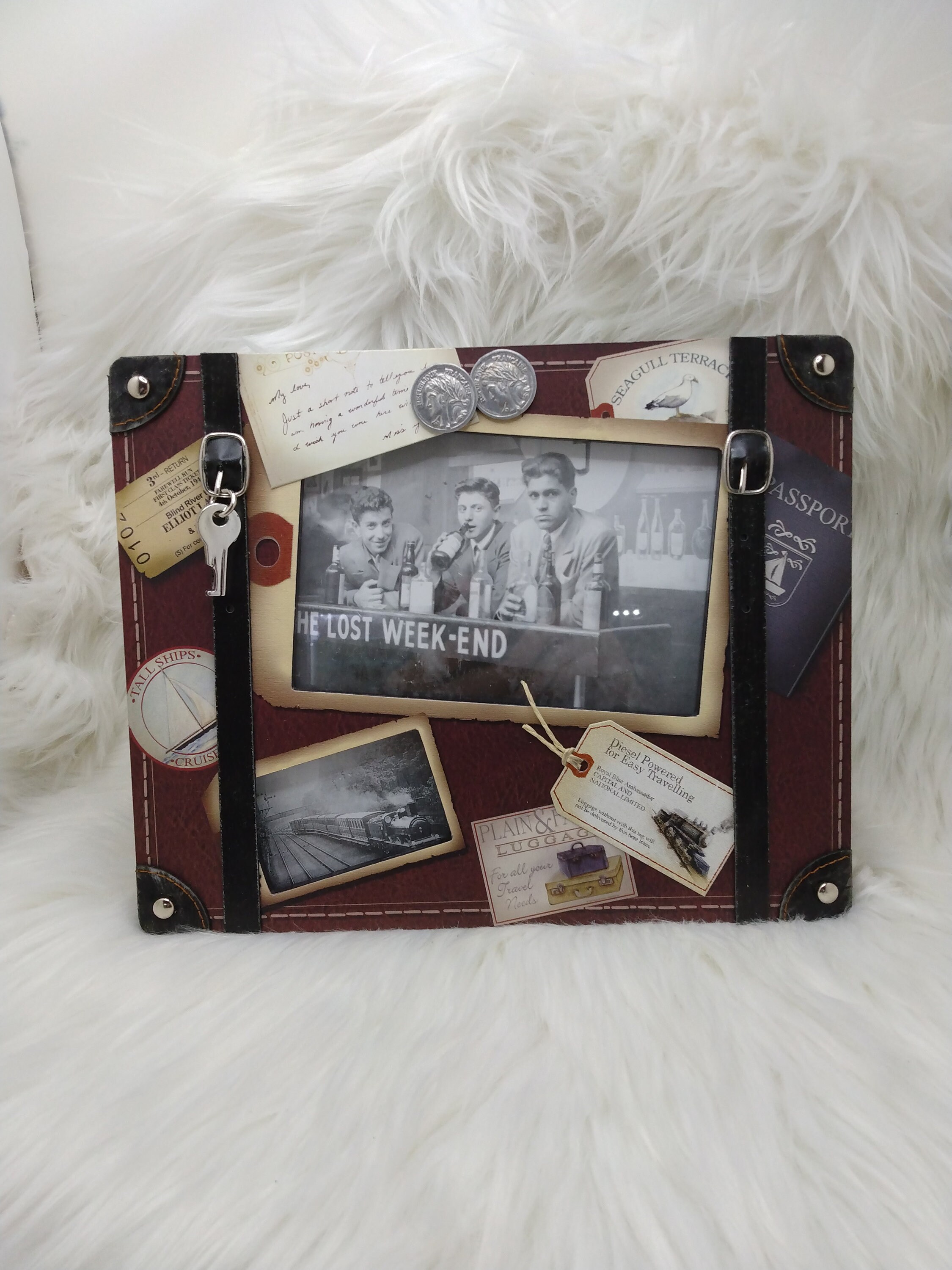Wood Frames  Suitcase Luggage Style Vintage 5x7 Picture Photo Frame Travelling Suitcase Photo Frame Passport Money