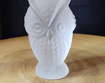 Frosted Crystal Glass Owl Statue Vintage Owl Figure Owl Collectors Art Glass Kristaluxus Crystal Glass Owl Mexico