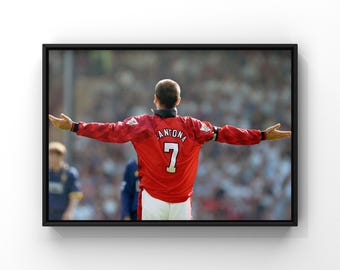 Eric Cantona celebration, Manchester United FC number 7, MUFC, football wall art print poster