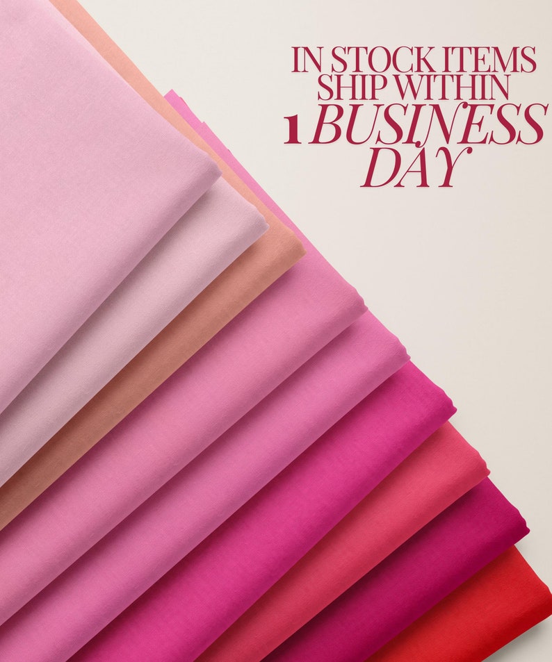 Kona Cotton Quilting Fabric Pink Yard Valentine's Day Craft Supply Sewing Project DIY Home Decor Soft Texture Pastel Ombre Gradient Robert Kaufman Fabric Quilt Making Material Patchwork