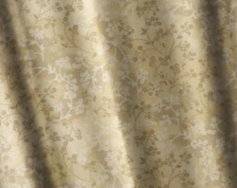 Tan Floral Cotton Fabric by the Half Yard Quilting Fabric for Sewing Projects Dressmaking Tonal Natural Floral Print Fabric for Quilting RZ