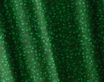 Hunter Green Floral Petal Cotton Quilting Fabric Continuous Cut Green Fabric by Yard Christmas Green Tonal Fabric Irish Green Blender PFloW