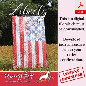 Liberty Fat Quarter Quilt Pattern Patriotic Wall Hanging Quilted Lap Throw Flag Quilt Pattern Beginner Friendly Home Decoration Digital PDF