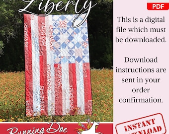 Liberty Fat Quarter Quilt Pattern Patriotic Wall Hanging Quilted Lap Throw Flag Quilt Pattern Beginner Friendly Home Decoration Digital PDF