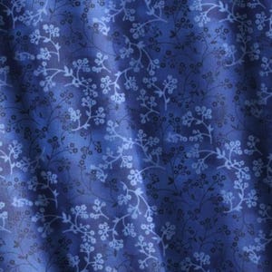 Navy Blue Floral Cotton Fabric by the Half Yard Quilting Fabric for Sewing Projects Dressmaking Material Navy Floral Fabric for Quilting