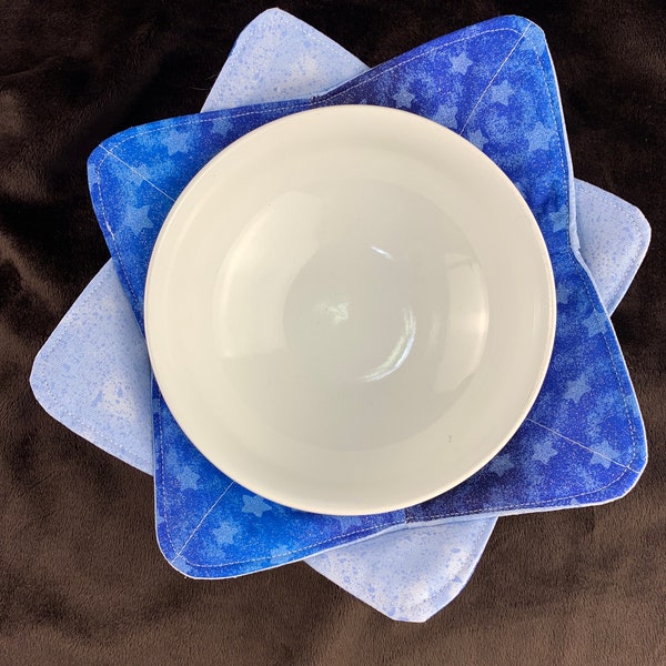 Bowl Cozy Blue Kitchen Decor Reversible Microwaveable Soup Bowl Pot Holder Cotton Fabric Bowl Floral for microwave Gift set of 4 Bowl Holder