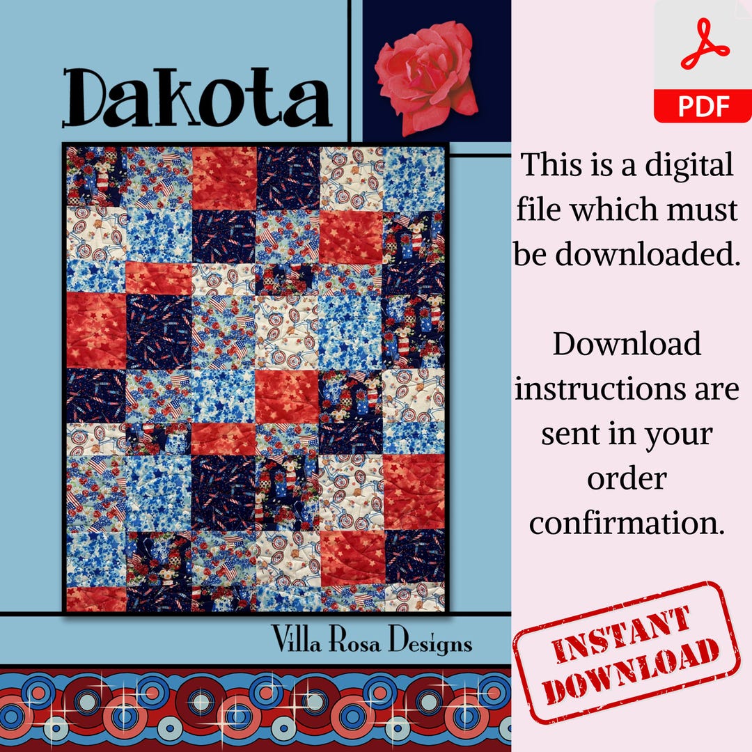 Dakota Digital Quilt Pattern Fat Quarter Crib Size Quilt Pattern Wall ...