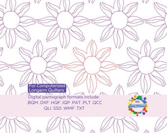 Sea Flower E2E Pantograph for Long Arm Quilt Digital Download Continuous Line Floral Design Minimal Backtrack Panto Intelliquilter Statler
