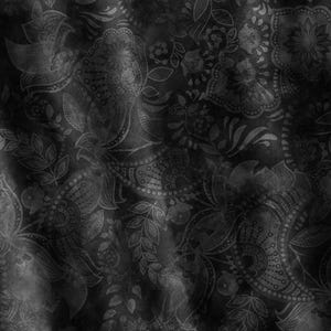 Black Floral Paisley Cotton Quilting Fabric Cotton Fabric by HALF Yard Black Gray Floral Cotton Vintage Black Flower Black Quilting Cotton 3
