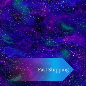 Royal Blue Purple Galaxy Cosmic Sky Metallic Timeless Treasures Cosmos ...