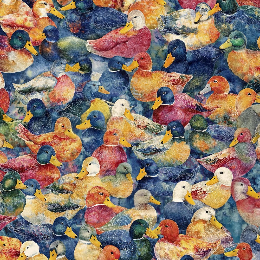 Duck Quilting Fabric Cotton Material Mallard Pattern Wildlife Design ...