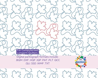 Fall Quilting Pattern Digital File Format Download Leaves E2E  Panto Quilting Design Autumn Machine Quilting Maple Leaf Panto HQF BQM PAT