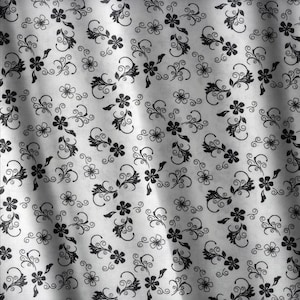 Black on White Vine Swirl Fat Quarter Quilting Fabric by the Half Yard Black and White Fabric for Quilting White Background Cotton Fabric 11