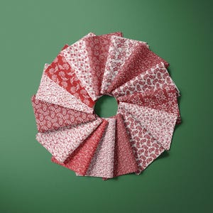 Red Tone on Tone 10 pc Fat Quarter Bundle Cotton Stash Builder Red and White Fat Quarters Gift for Quilter Red Tonal Blender Quilter Gift