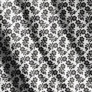 Black on White Floral Continuous Cut Quilting Apparel Black and White Fabric for Quilting Gift 20  100% Cotton Quilting Fabric by Half Yard